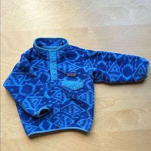 Patagonia Blue Geometric Synchilla Fleece Pullover 6-12 months
